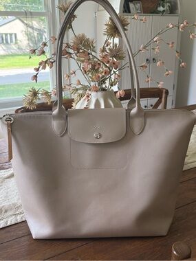 Longchamp Le Pliage City Large Tote Bag | Coated Canvas | Neutral Beige